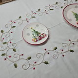 Tovaglia x12 in Lino I Maestri Del Ricamo Bacche