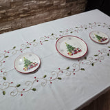 Tovaglia x12 in Lino I Maestri Del Ricamo Bacche