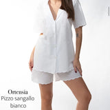 Filo D'Angelo Pigiama Corto Ortensia Pizzo San Gallo