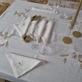 Servizio da Tavola x12 in Lino i Maestri Del Ricamo Campane