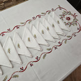 Tovaglia x12 in Lino I Maestri Del Ricamo Fiocco Di Natale