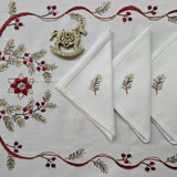 Tovaglia x12 in Lino I Maestri Del Ricamo Fiocco Di Natale