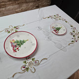 Tovaglia x12 in Lino I Maestri Del Ricamo Fiore Gold