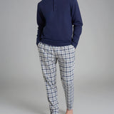 Pigiama Uomo Caldo Cotone Serafino Lungo U960NU