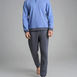 Pigiama Uomo Caldo Cotone Serafino Lungo U989N1