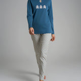 Pigiama Donna Caldo Cotone Serafino Lungo DR56N1