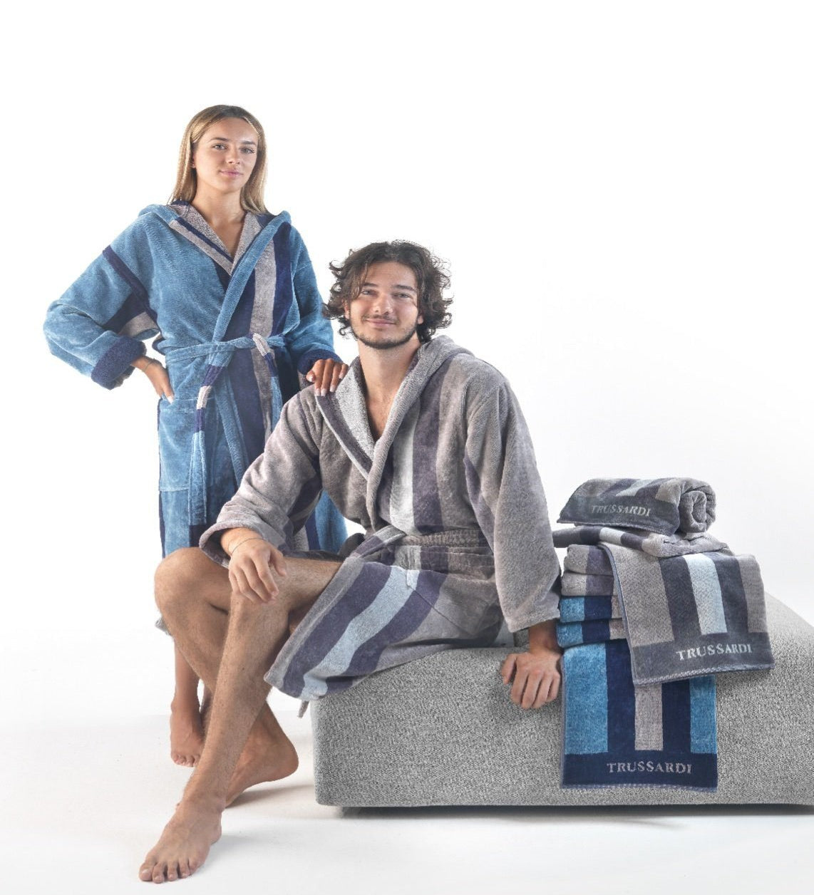 Accappatoio Con Cappuccio Trussardi Rows - Biancheria da sogno Pedata