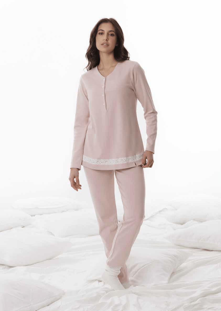 Amadine Pigiama Donna Serafino C. Cotone D3211 - Biancheria da sogno Pedata