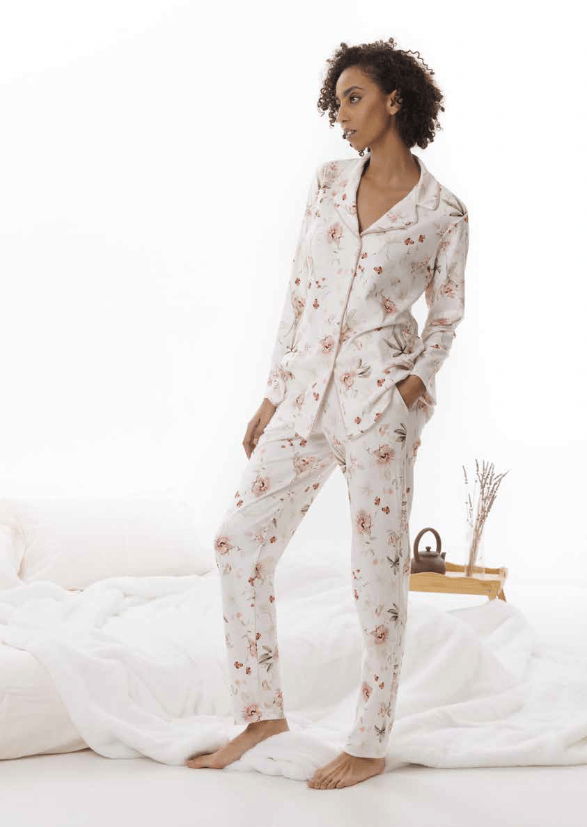 Amadine Pigiama Donna T. Uomo C. Cotone D3221 - Biancheria da sogno Pedata