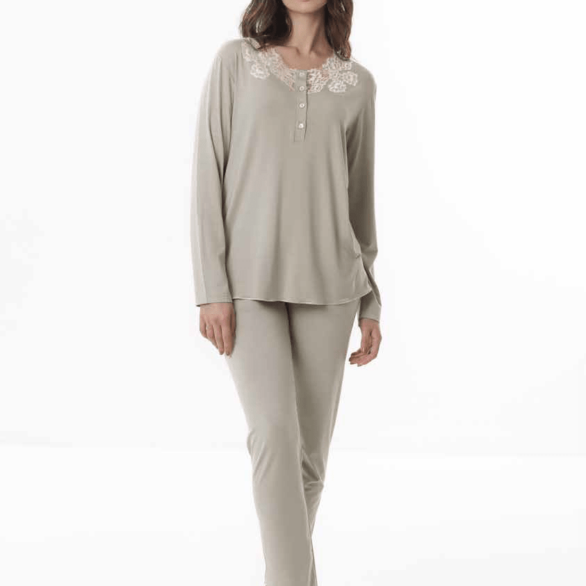 Amadine Pigiama Serafino C. Cotone Donna D3238 - Biancheria da sogno Pedata