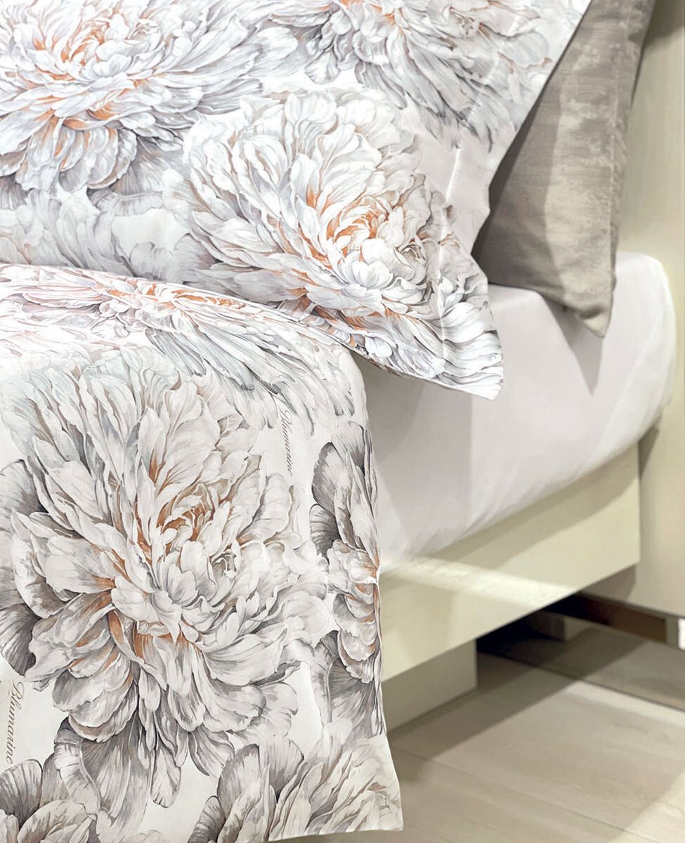 Blumarine Lenzuolo Sotto con Angoli Matrimoniale Raso - Biancheria da sogno Pedata