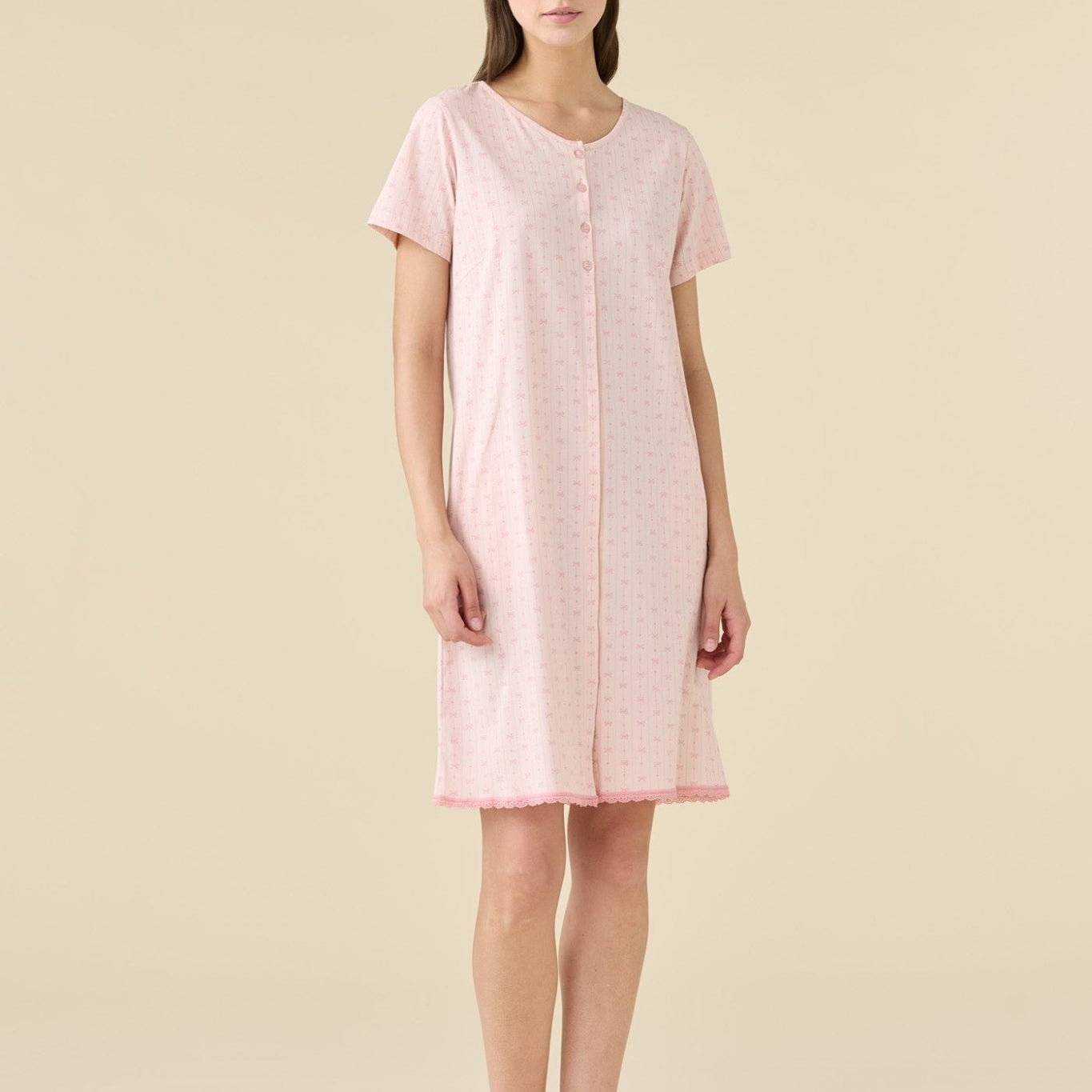 Camicia Aperta Cotone Manica Corta Noi Di Notte LA3486 - Biancheria da sogno Pedata