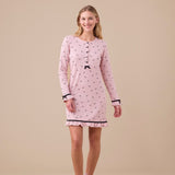 Camicia da Notte Donna Caldo Cotone Noi di Notte LA3399AS - Biancheria da sogno Pedata