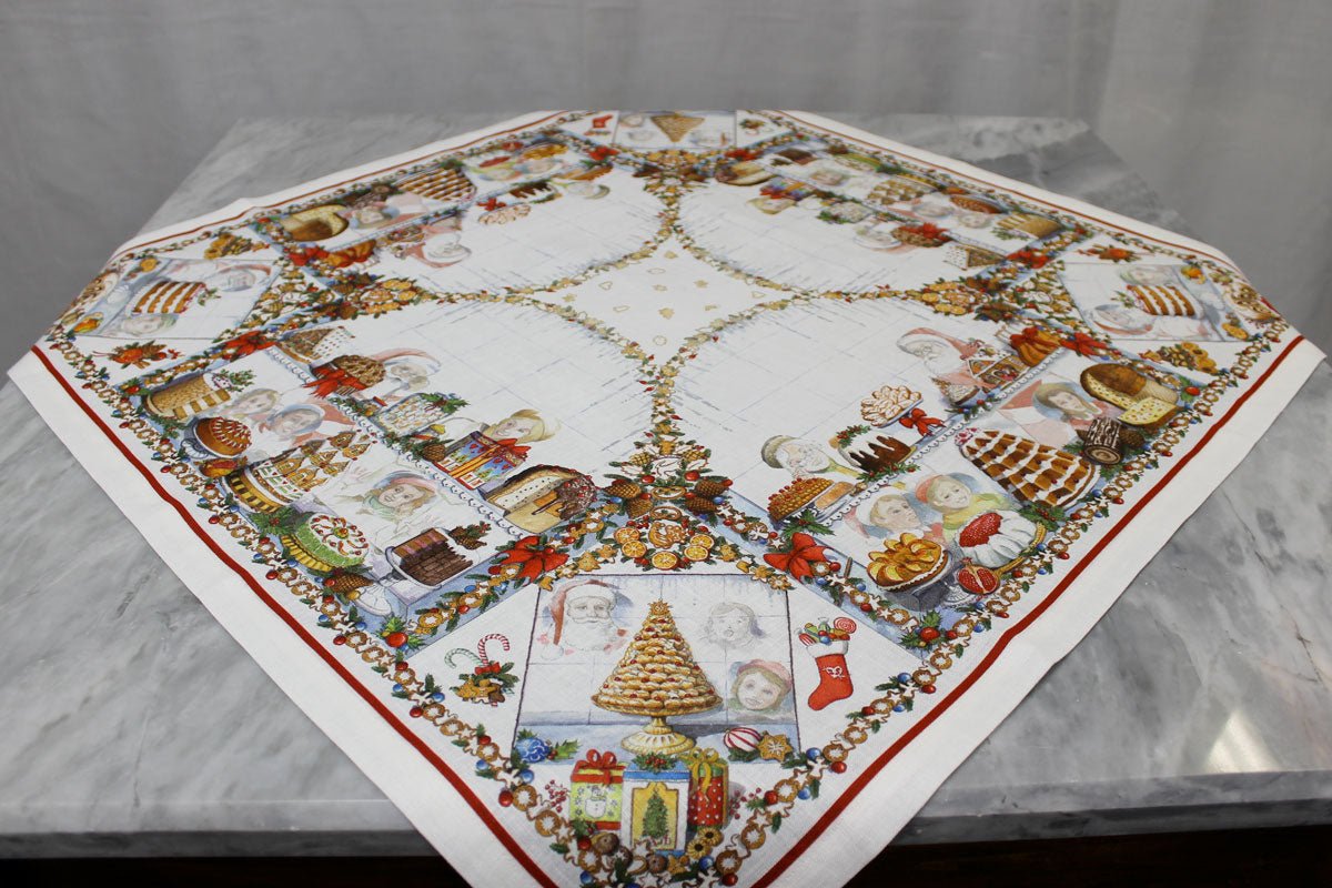 Centrotavola In Lino 85x85 Tessitura Toscana Telerie Noel Gourmand - Biancheria da sogno Pedata
