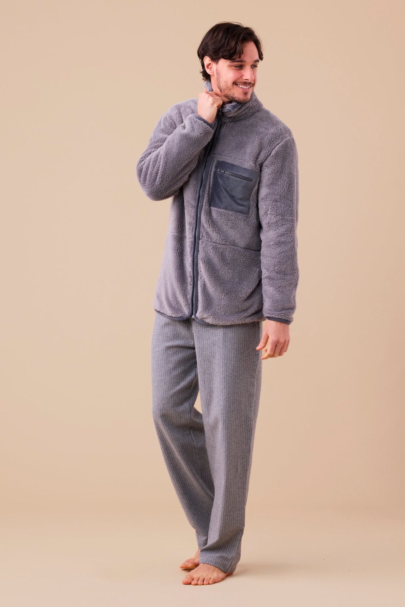 Giacca Full Zip Uomo in pelliccia Noi Di Notte GE3068 - Biancheria da sogno Pedata