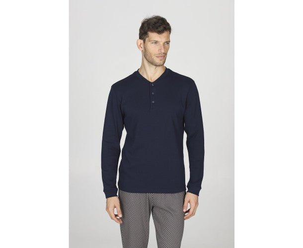 Julipet Pigiama Serafino Uomo Interlock Vasto JAL934 - Biancheria da sogno Pedata