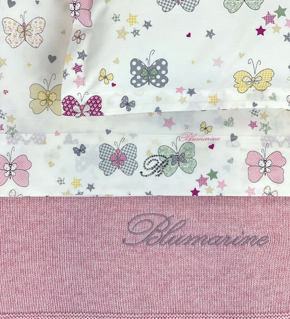 Lenzuola Culla Blumarine Baby Farfalle - Biancheria da sogno Pedata