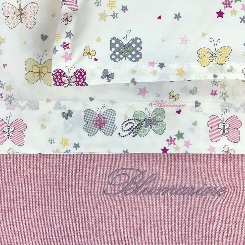 Lenzuola Culla Blumarine Baby Farfalle - Biancheria da sogno Pedata
