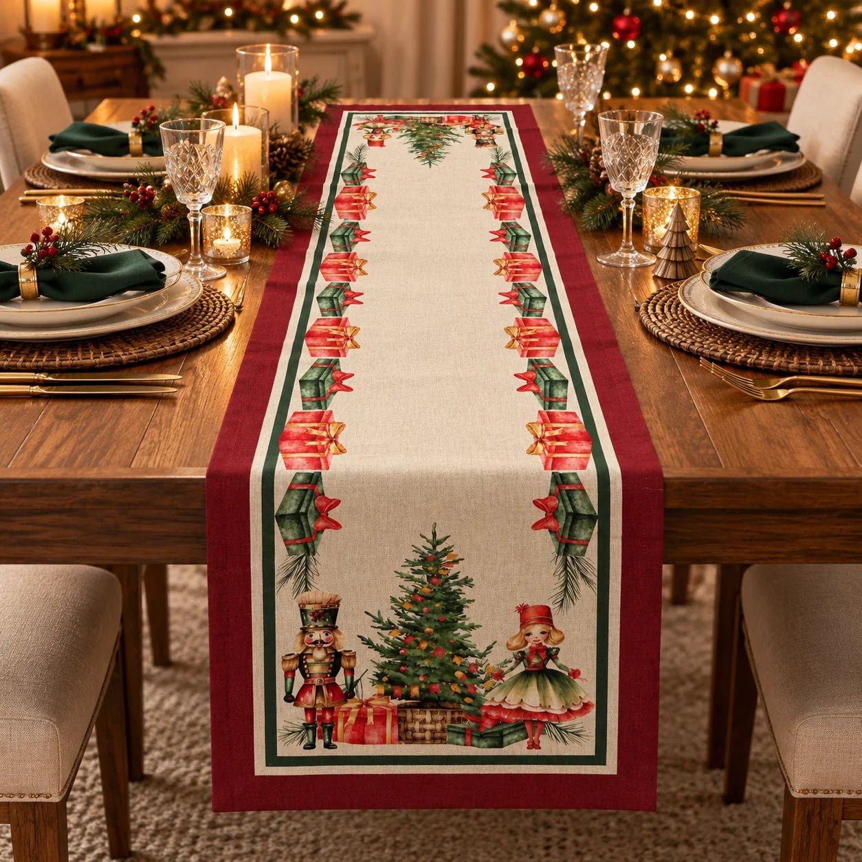 Linea Oro Runner 45x150Cm in Puro Cotone Noel - Biancheria da sogno Pedata