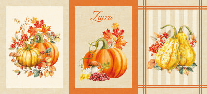 Linea Oro Set 3 Strofinacci Stampati Zucca - Biancheria da sogno Pedata