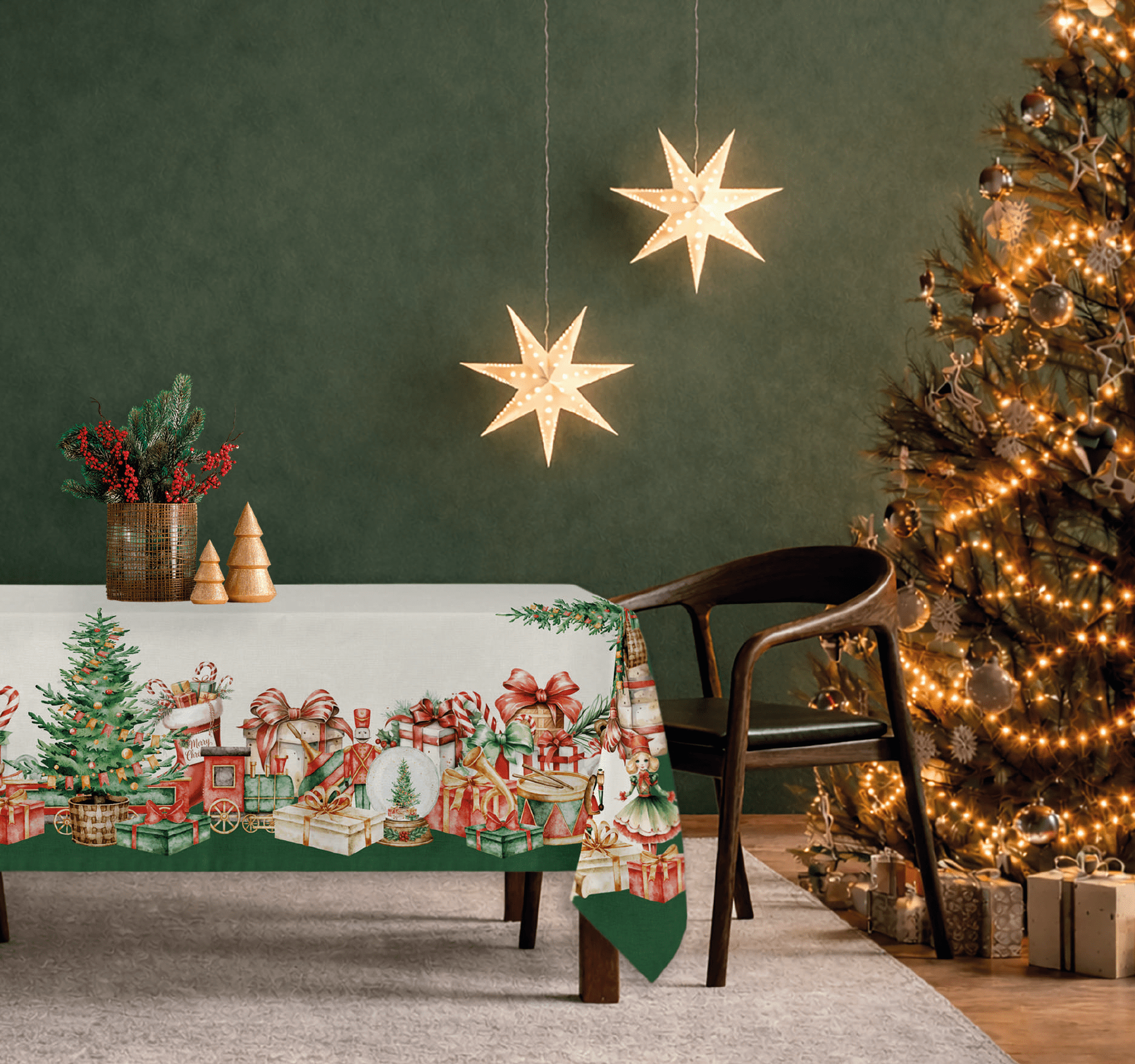 Linea Oro Tovaglia Rettangolare in Puro Cotone Noel - Biancheria da sogno Pedata
