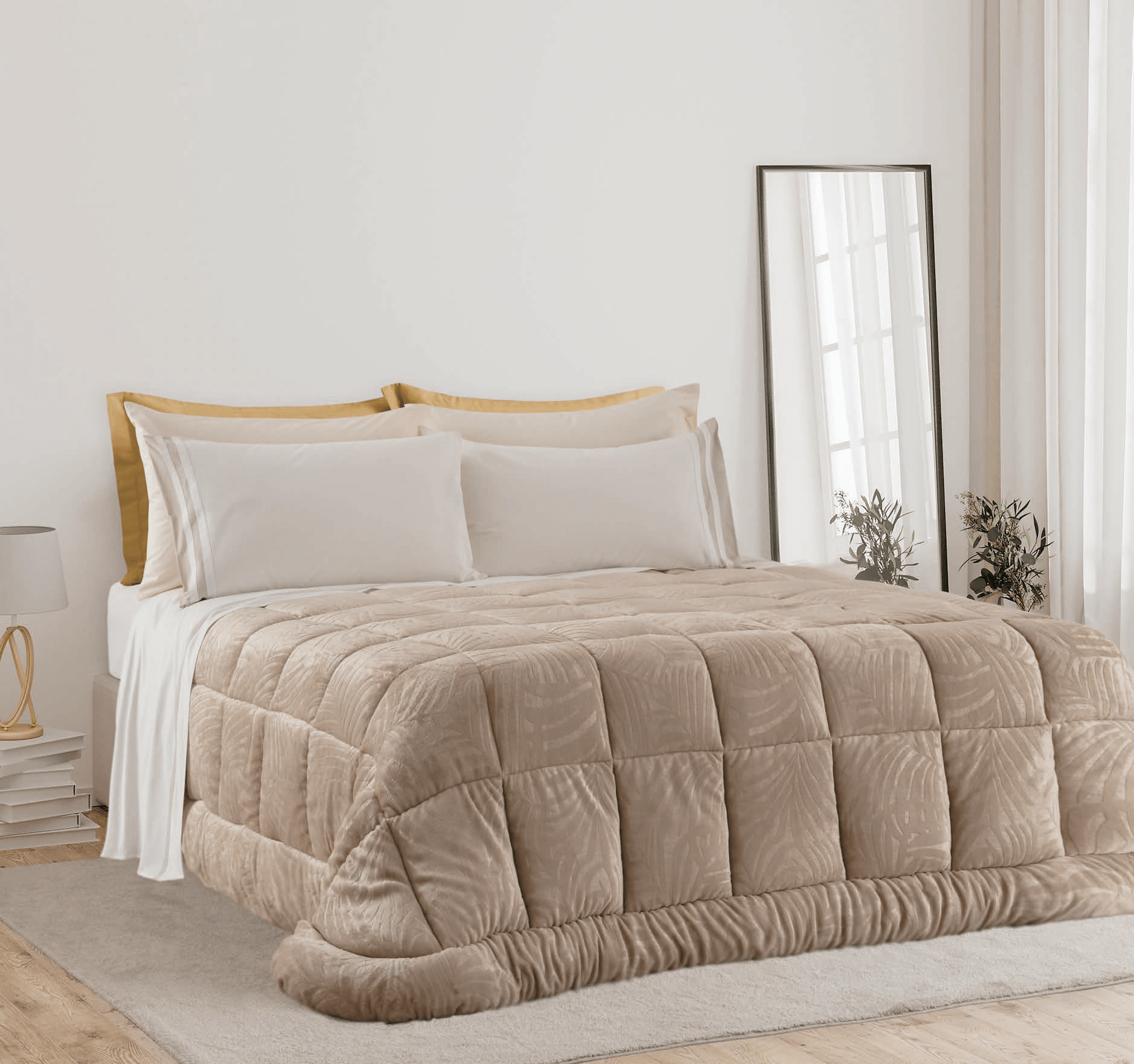 Linea Oro Trapunta EcoPelliccia Matrimoniale Gro Jacquard - Biancheria da sogno Pedata