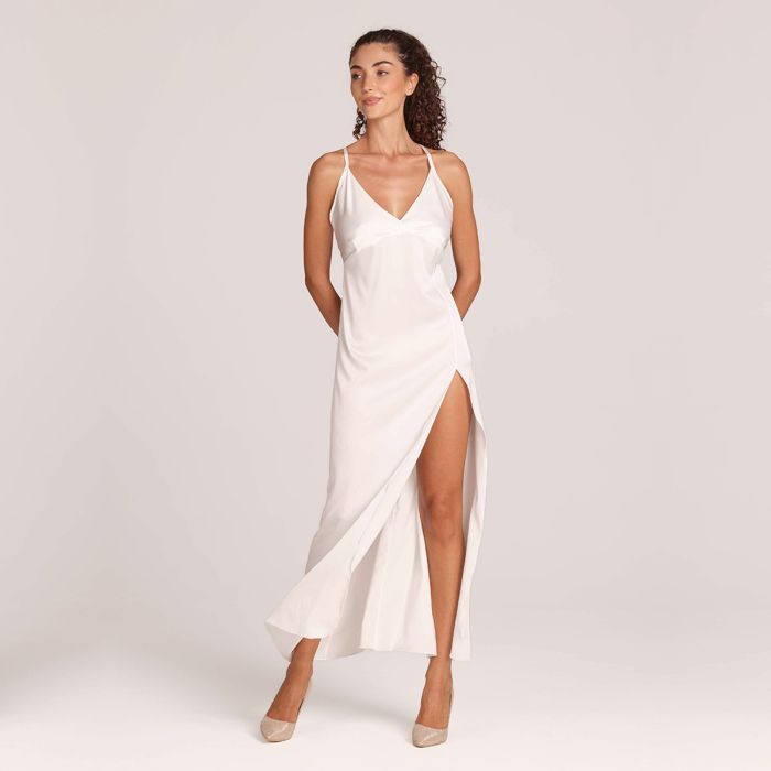 Maestri Cotonieri Completo Sposa Lungo In Raso Elodie - Biancheria da sogno Pedata