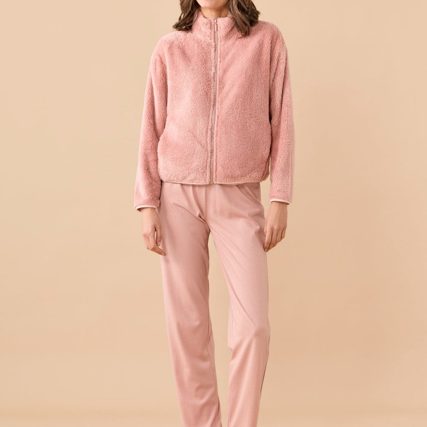 Noi Di Notte Giacca con Zip in Ecopelliccia Donna GE3194 - Biancheria da sogno Pedata