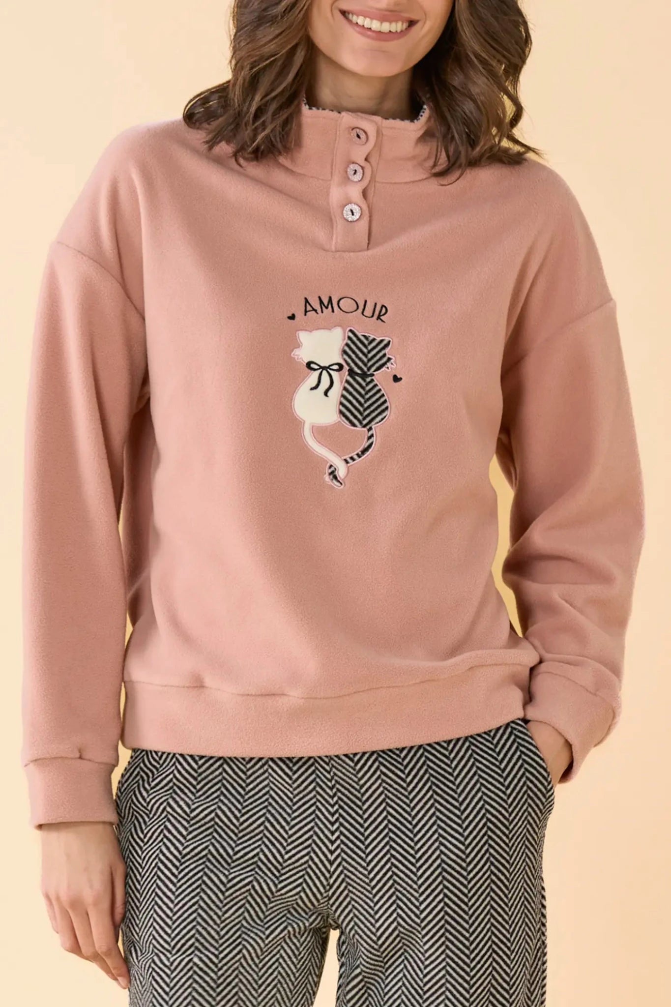 Noi Di Notte Pigiama Donna Serafino Micropile FA9756 - Biancheria da sogno Pedata