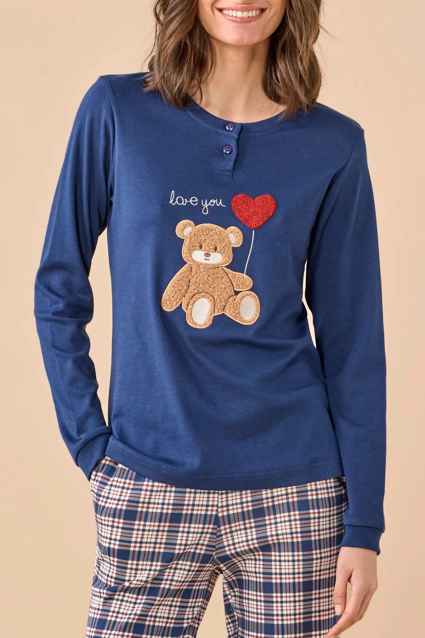 Noi Di Notte Pigiama Serafino C.Cotone Donna FA9748 - Biancheria da sogno Pedata