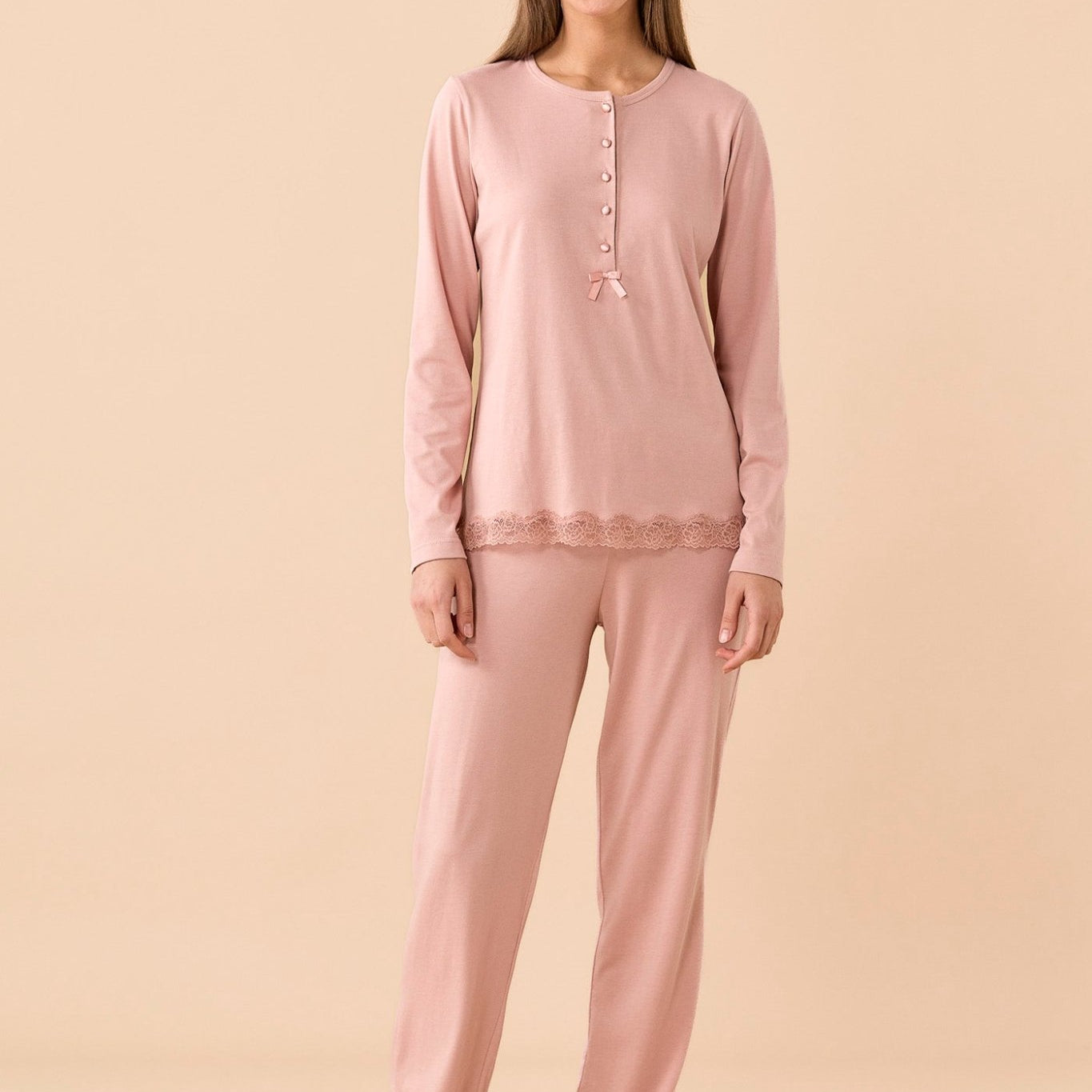Noi Di Notte Pigiama Serafino Donna C. Cotone FA9772 - Biancheria da sogno Pedata
