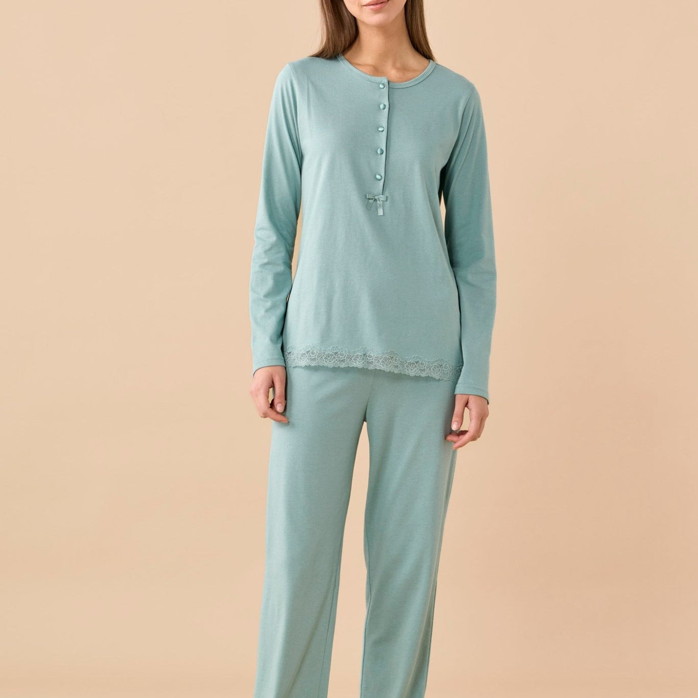 Noi Di Notte Pigiama Serafino Donna C. Cotone FA9774 - Biancheria da sogno Pedata
