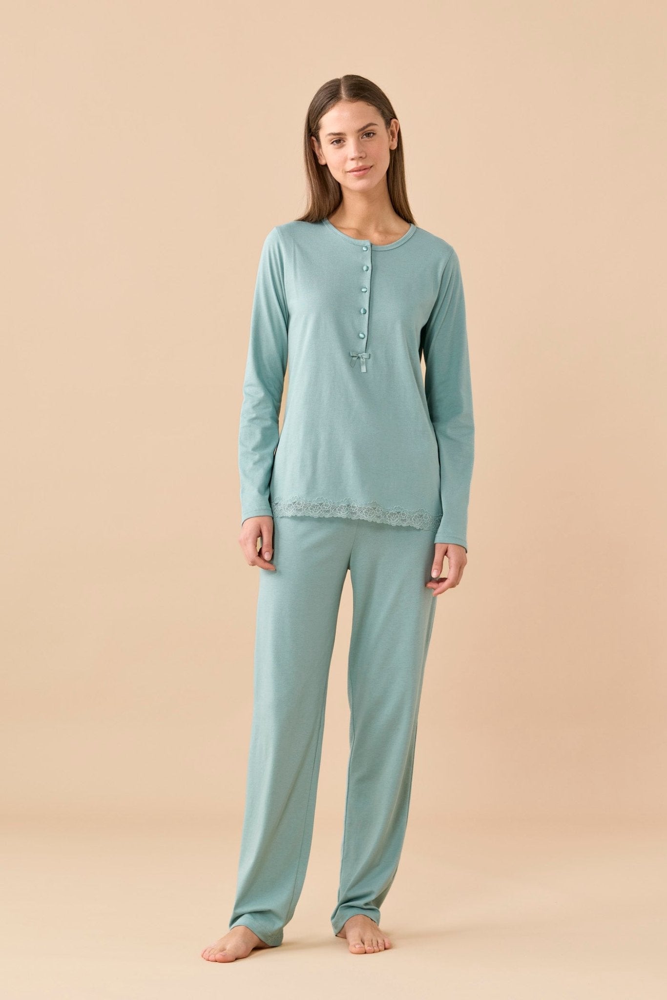 Noi Di Notte Pigiama Serafino Donna C. Cotone FA9774 - Biancheria da sogno Pedata