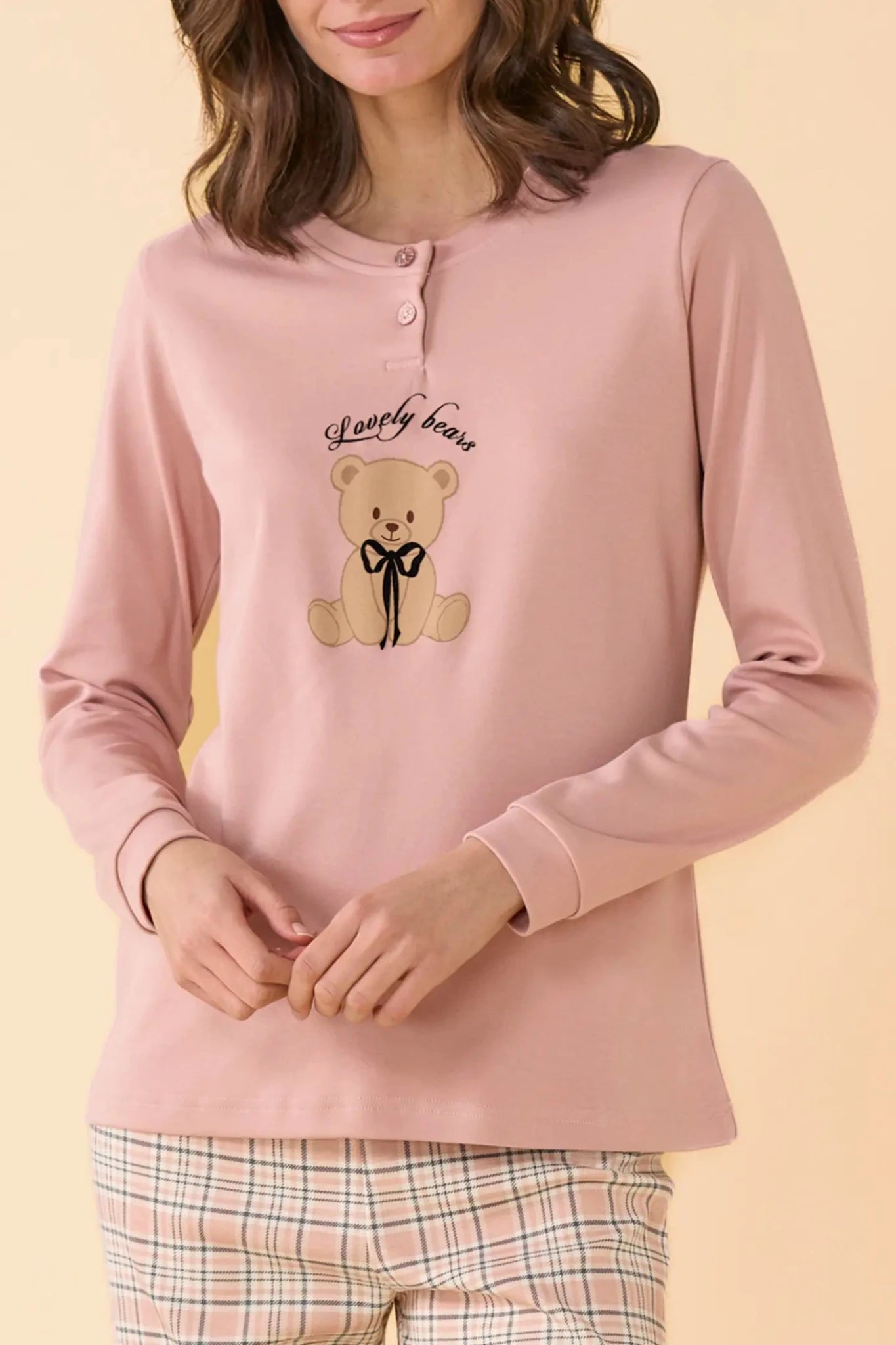 Noi Di Notte Pigiama Serafino Donna Caldo Cotone FA9744 - Biancheria da sogno Pedata