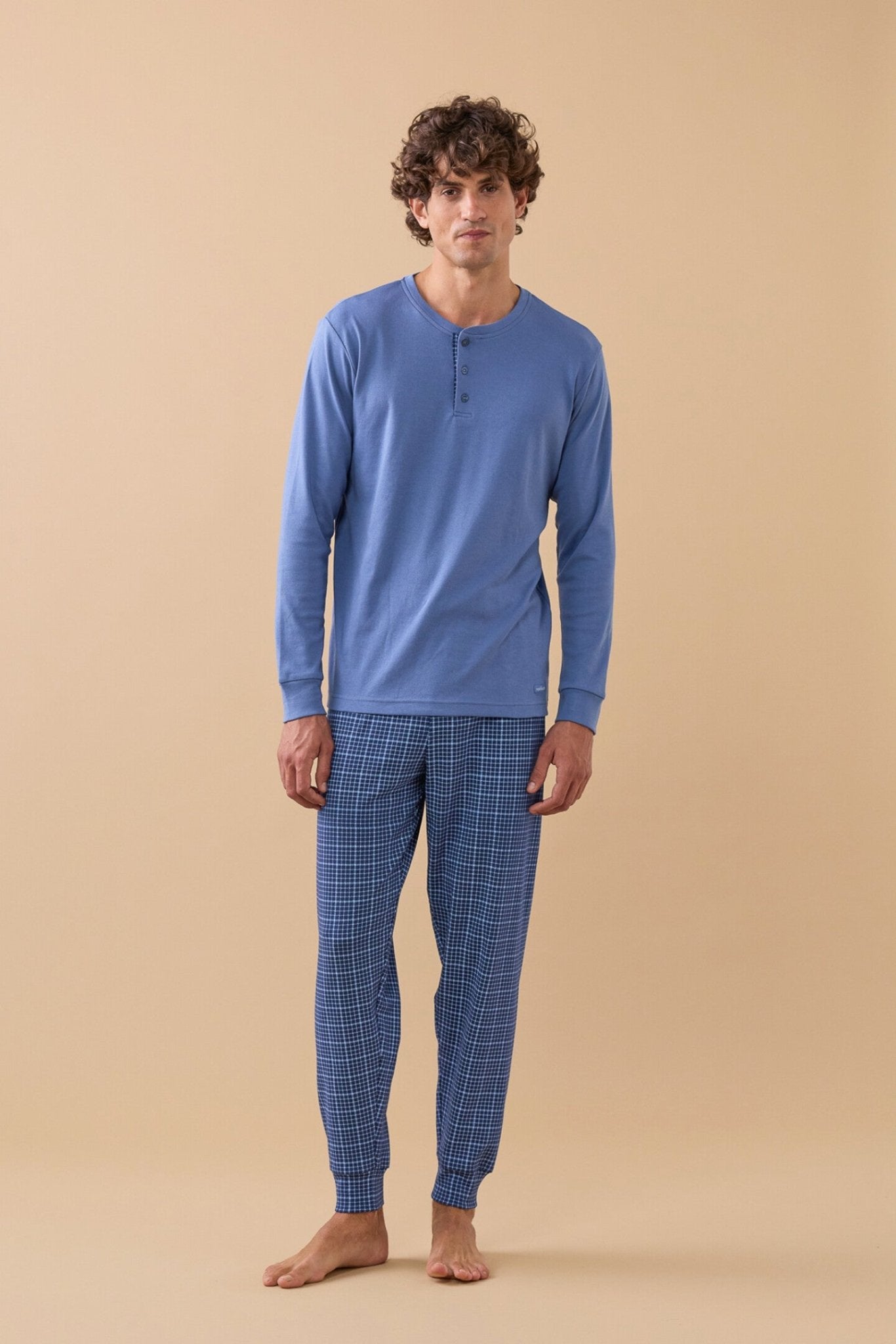 Noi Di Notte Pigiama Serafino Uomo C. Cotone FC3314 - Biancheria da sogno Pedata