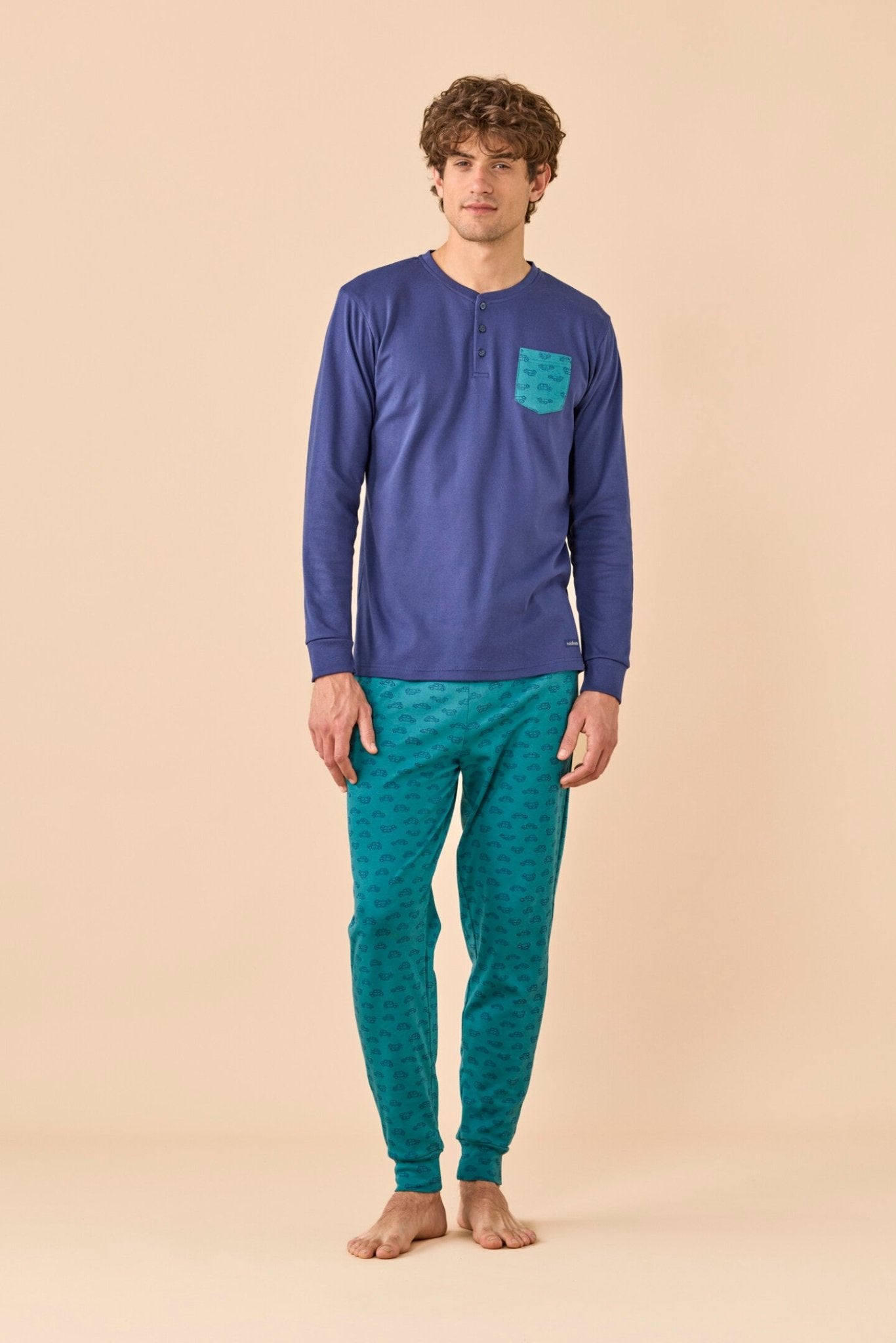 Noi Di Notte Pigiama Uomo Serafino C. Cotone FC3319 - Biancheria da sogno Pedata