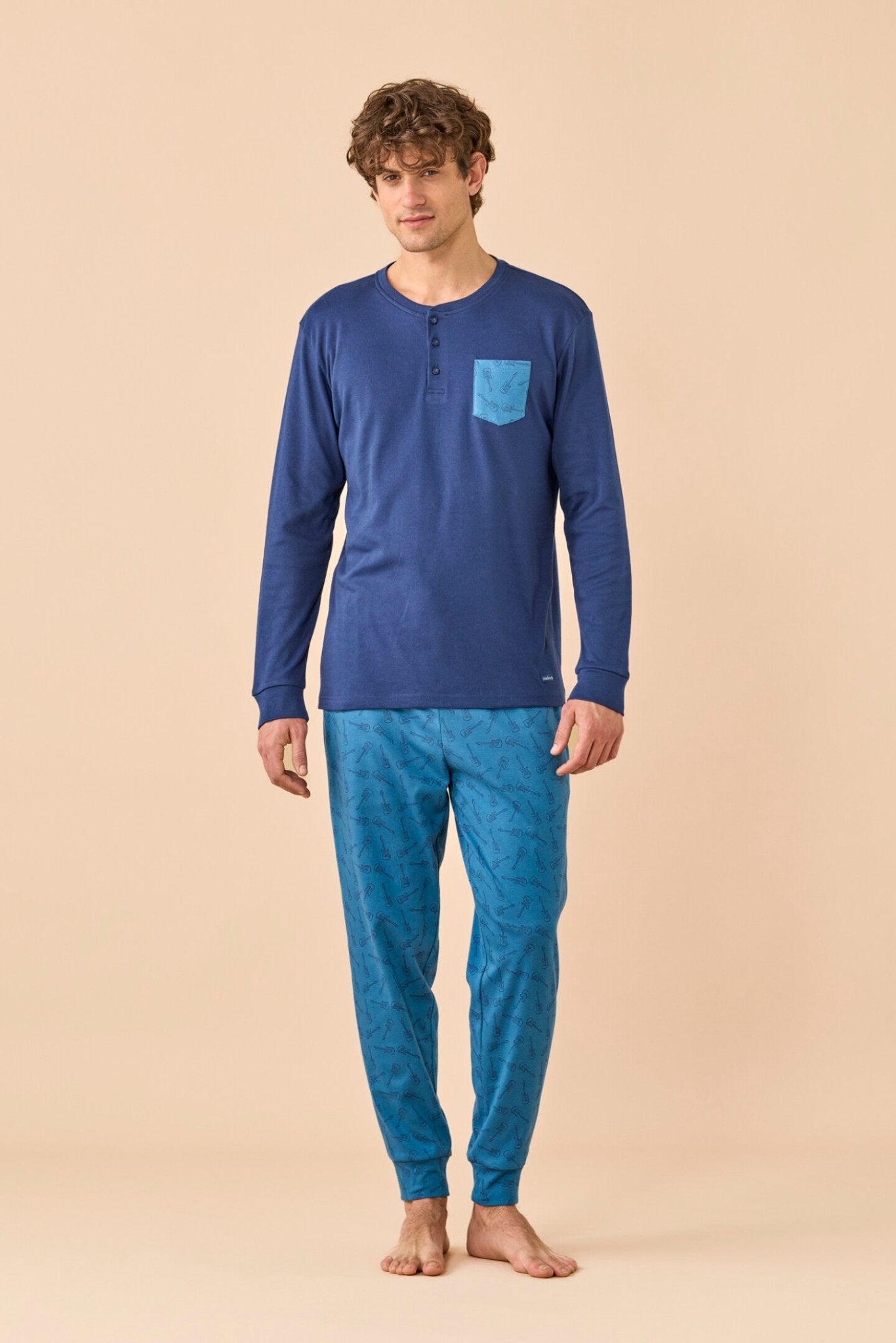 Noi Di Notte Pigiama Uomo Serafino C. Cotone FC3319 - Biancheria da sogno Pedata