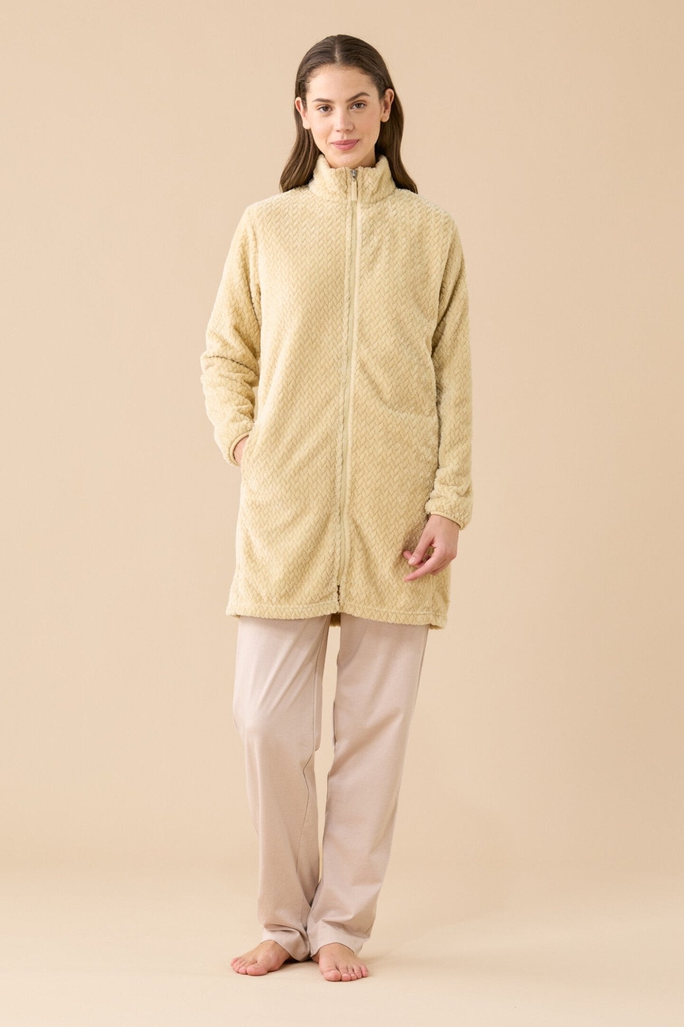 Noi Di Notte Vestaglia Calibrata Donna in Ciniglia con Zip GE3227 - Biancheria da sogno Pedata