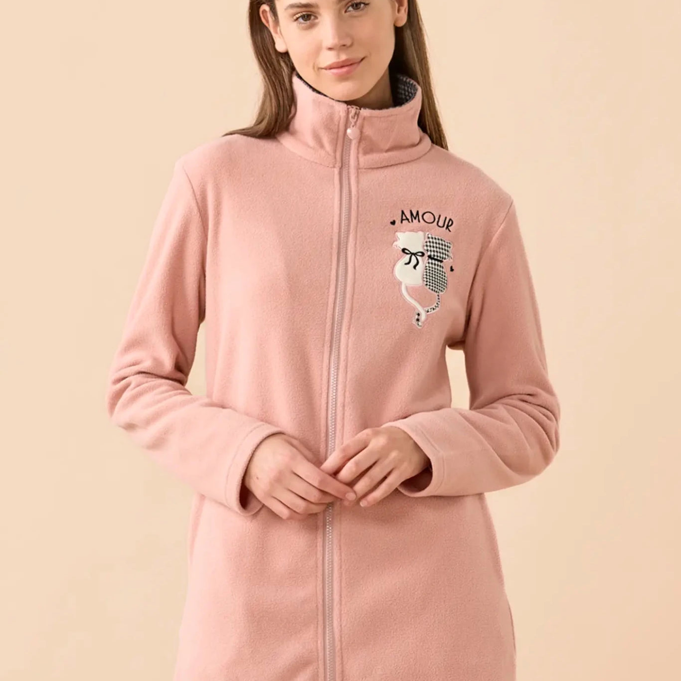 Noi Di Notte Vestaglia con Zip in Micropile GE3158 - Biancheria da sogno Pedata