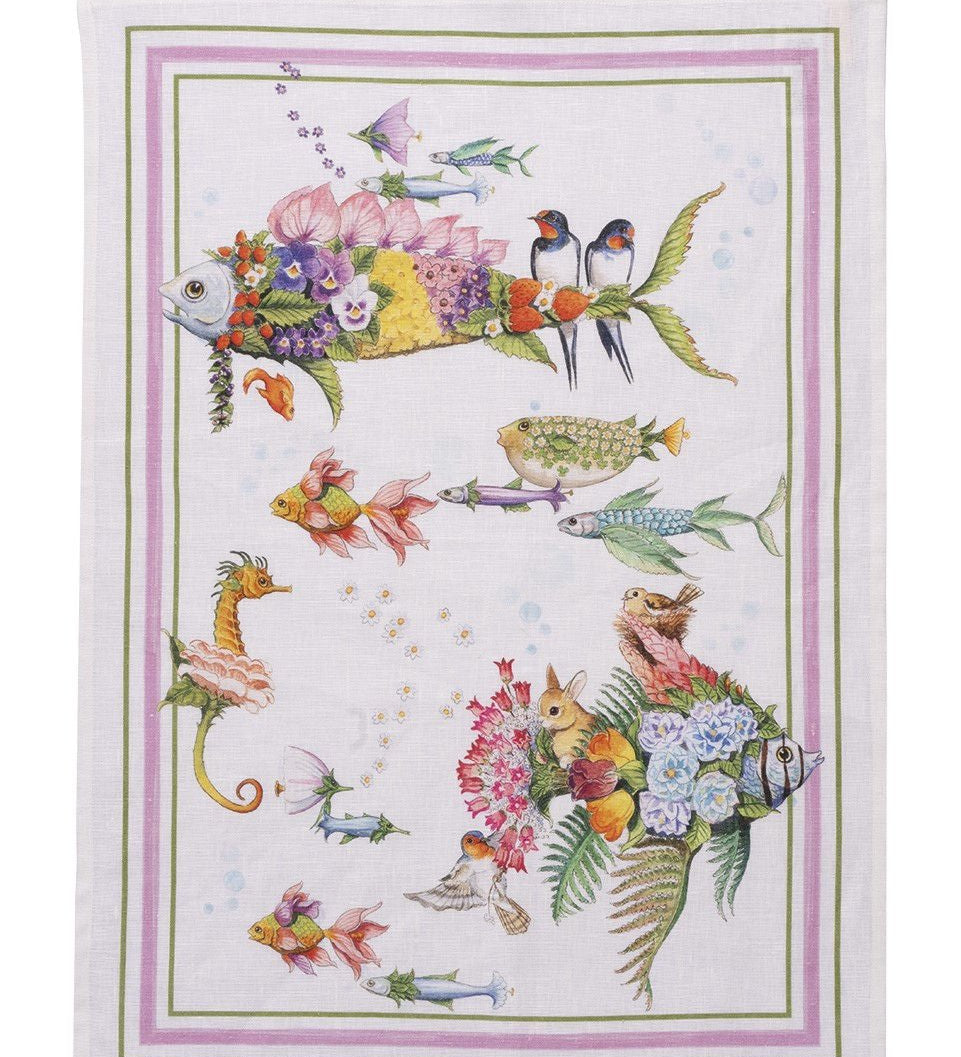 Pesciflora Canovaccio da Cucina in Lino Tessitura Toscana - Biancheria da sogno Pedata