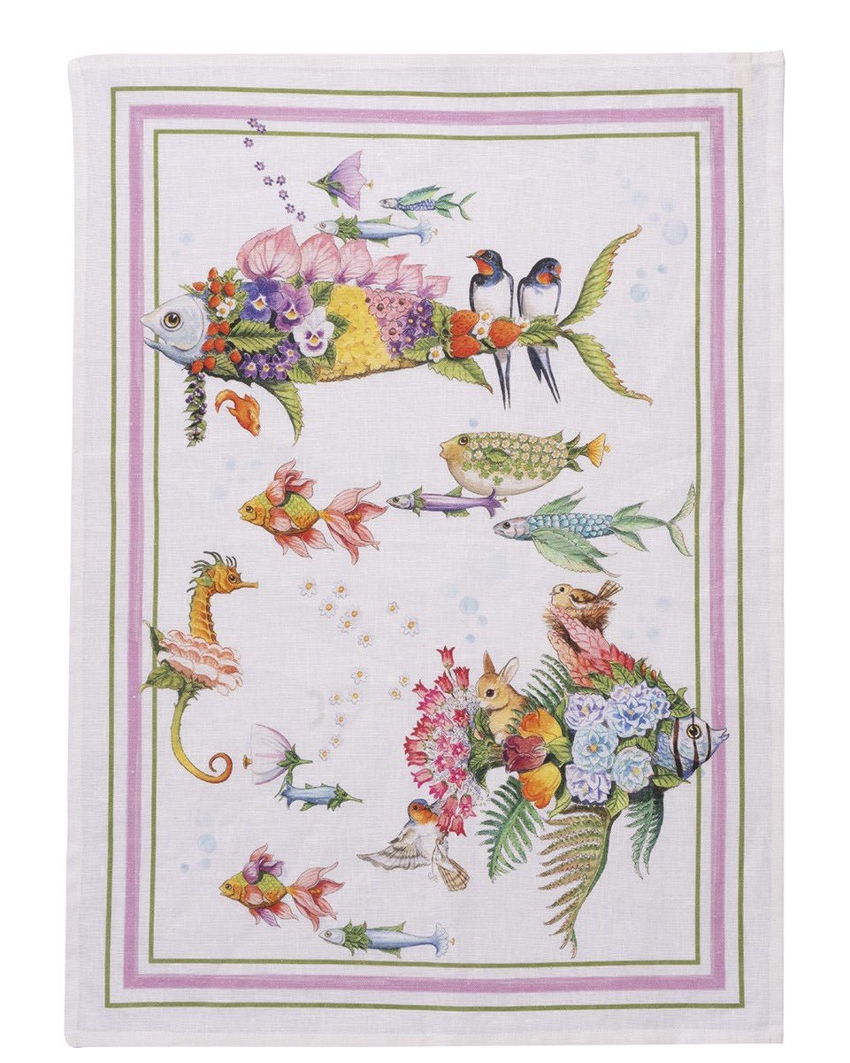 Pesciflora Canovaccio da Cucina in Lino Tessitura Toscana - Biancheria da sogno Pedata