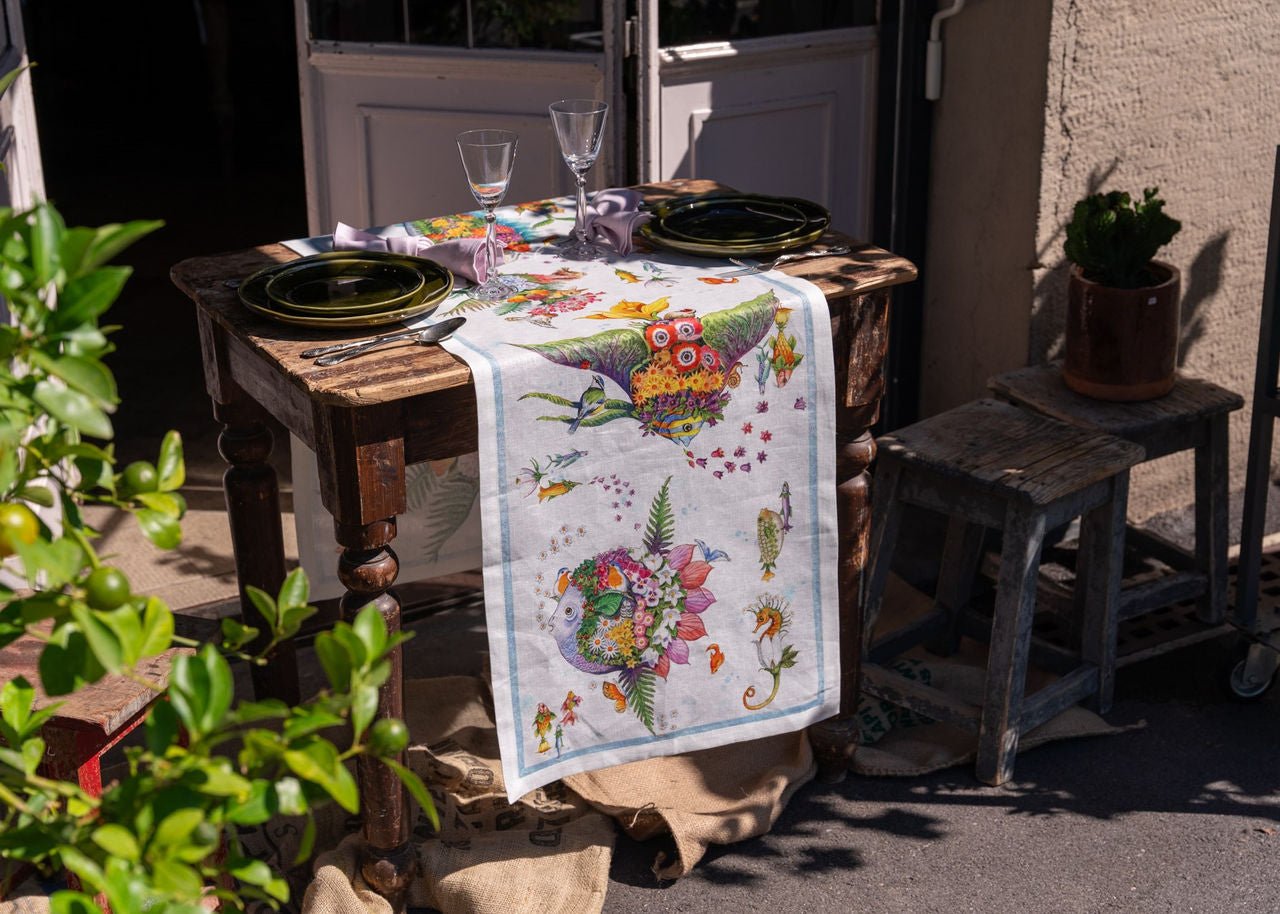 Pesciflora Runner Tessitura Toscana 45x170 - Biancheria da sogno Pedata