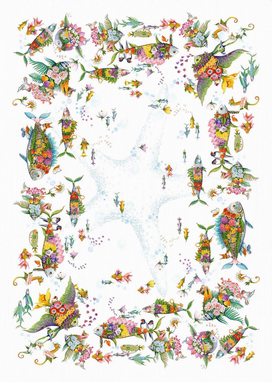 Pesciflora Tovaglia Di Lino Tessitura Toscana 12 posti - Biancheria da sogno Pedata