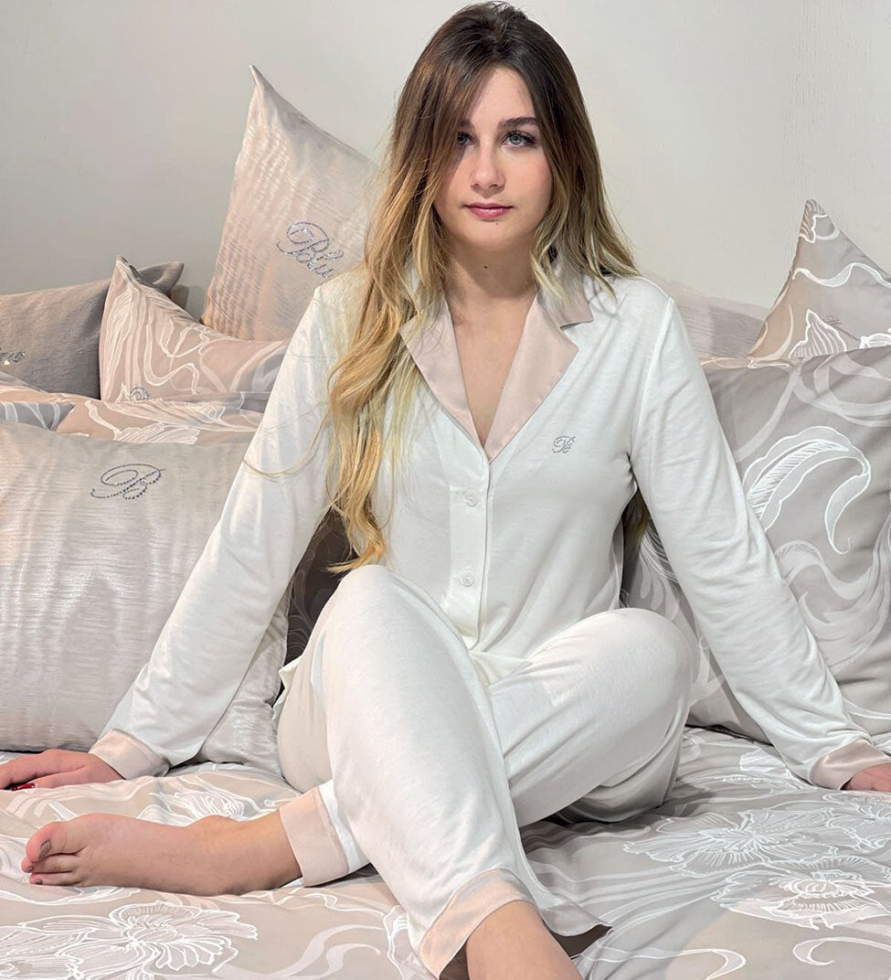 Pigiama Aperto Con Collo Blumarine Incanto - Biancheria da sogno Pedata