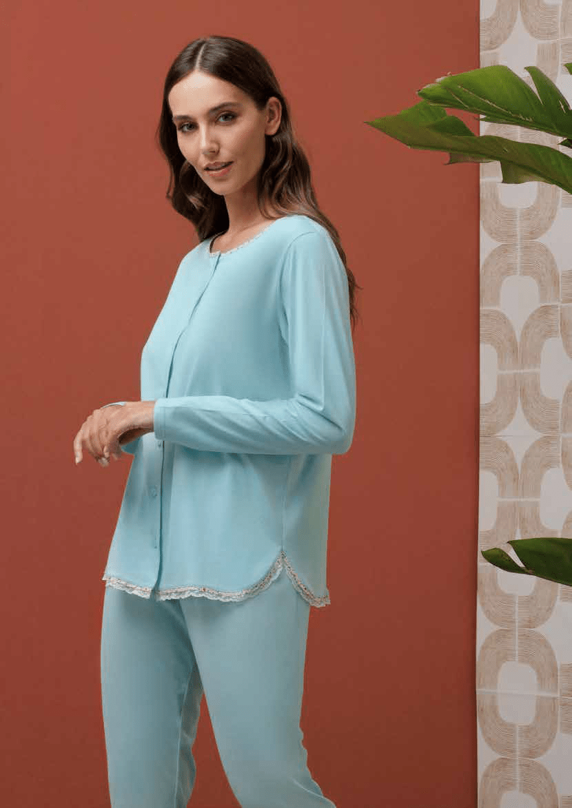 Pigiama Aperto Donna Cotone M/L P/L Andra 9933 - Biancheria da sogno Pedata
