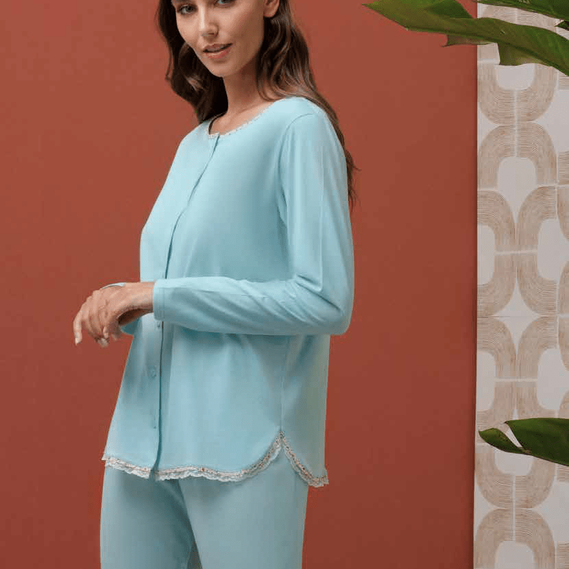 Pigiama Aperto Donna Cotone M/L P/L Andra 9933 - Biancheria da sogno Pedata