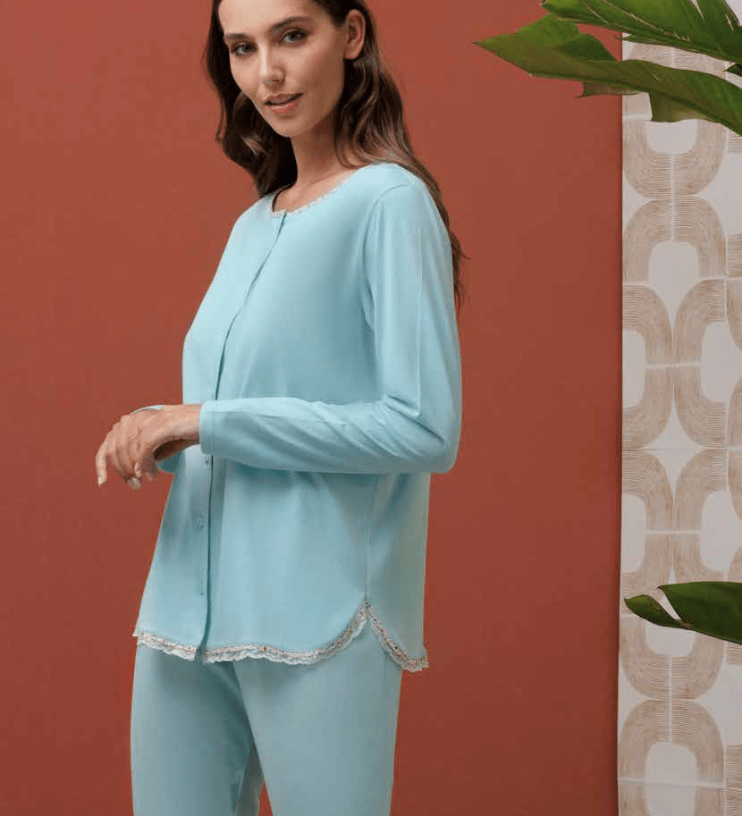 Pigiama Aperto Donna Cotone M/L P/L Andra 9933 - Biancheria da sogno Pedata