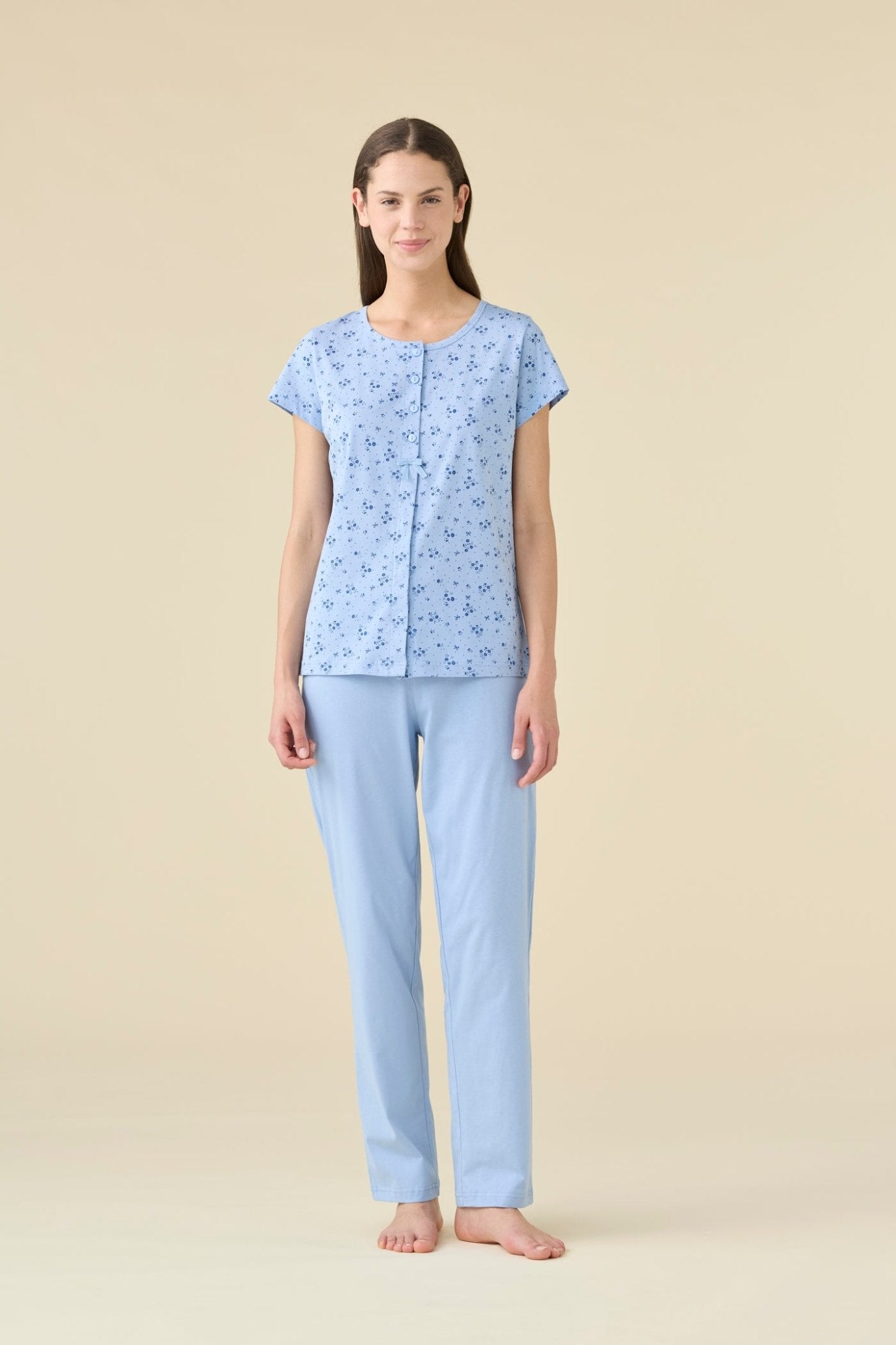 Pigiama Aperto M/M P/L Calibrato Donna Noi Di Notte FA9548 - Biancheria da sogno Pedata