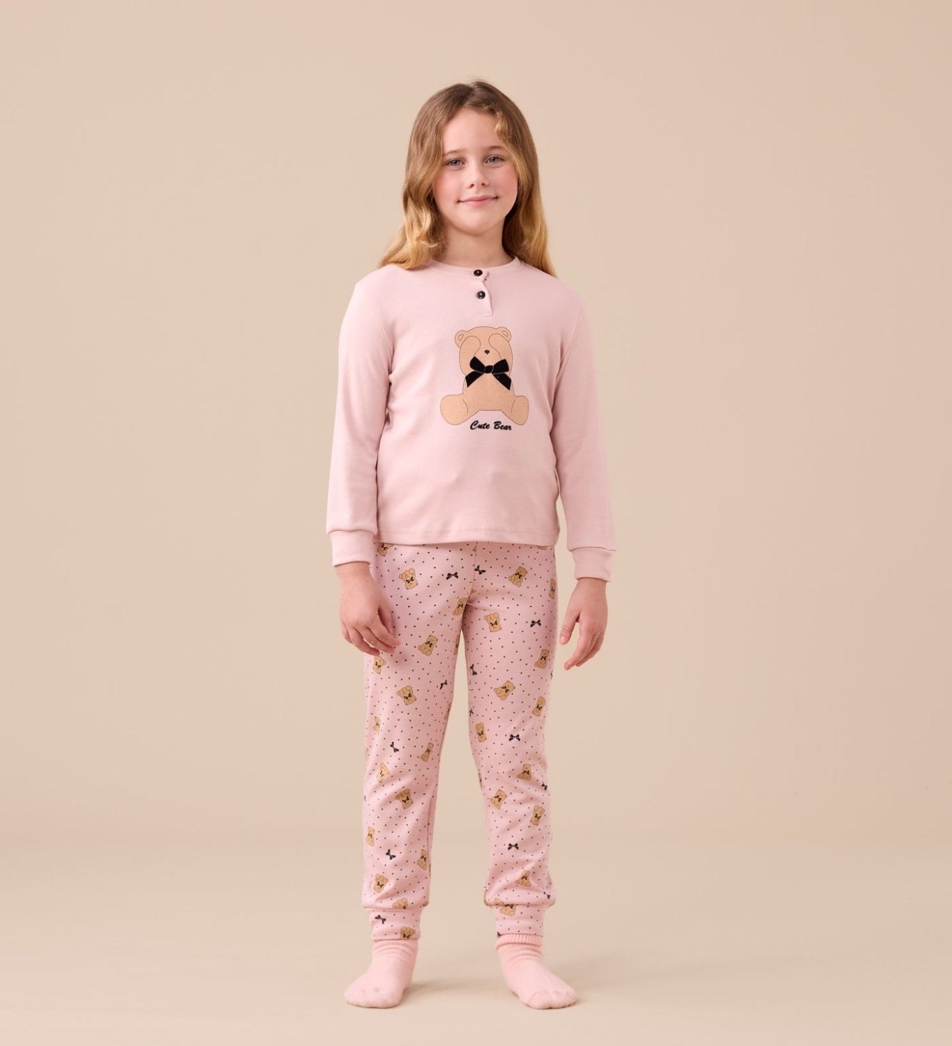 Pigiama Bambina Caldo Cotone Noi di Notte FE2532AS - Biancheria da sogno Pedata