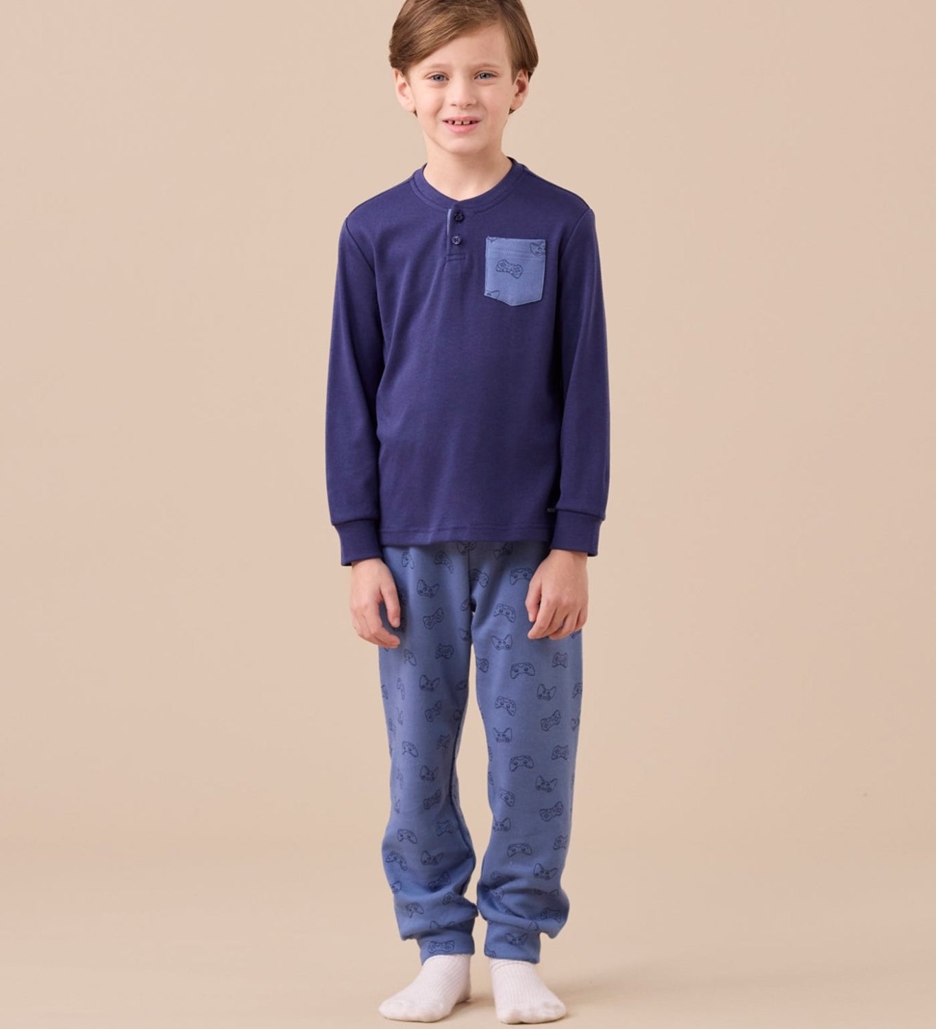 Pigiama Bambino Caldo Cotone Noi Di Notte FE2578 - Biancheria da sogno Pedata